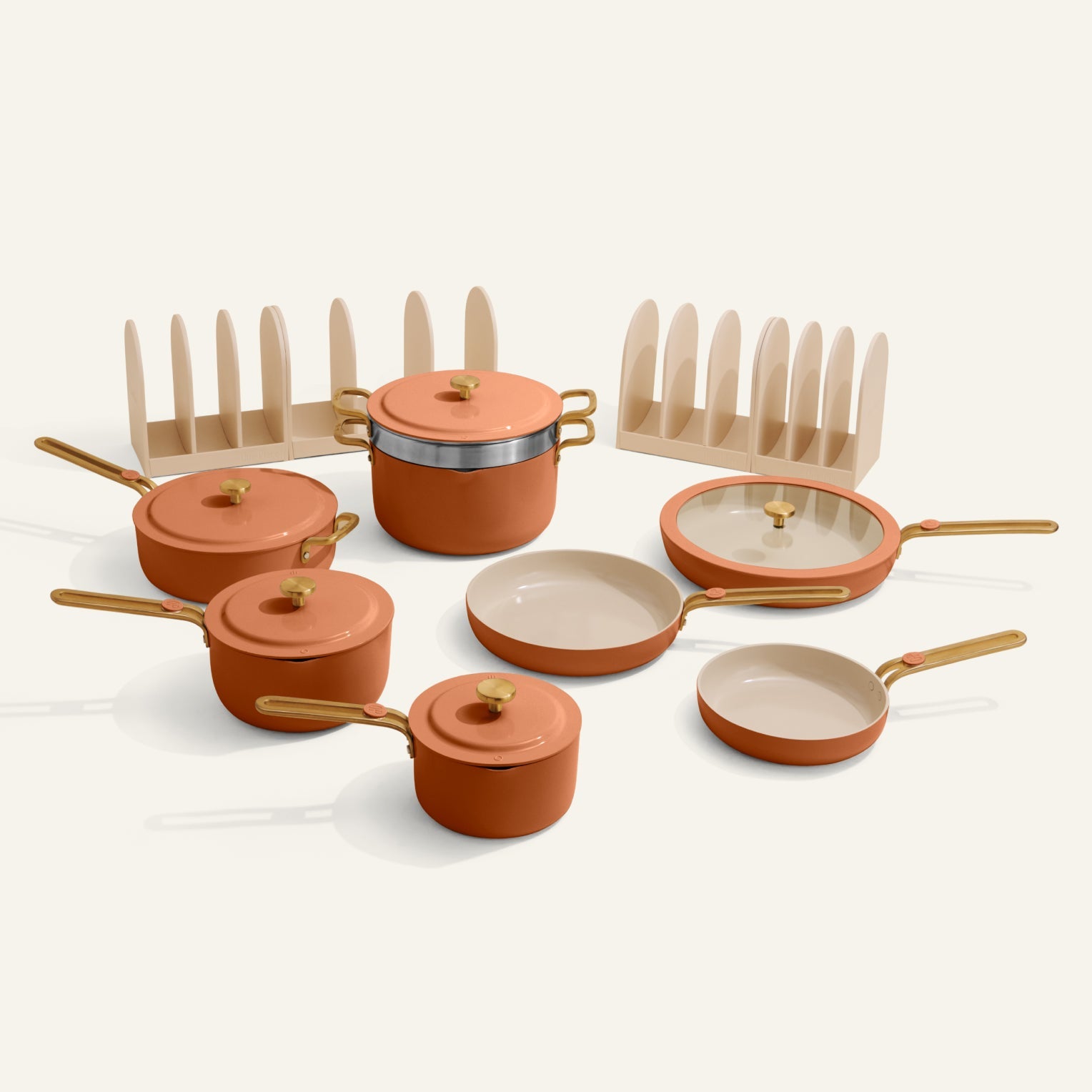 Cream Cookware Set, Nonstick coated